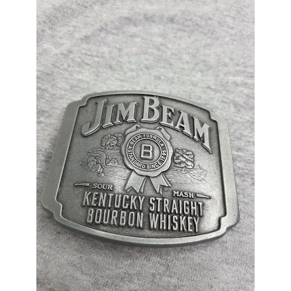 Jim Beam Kentucky Straight Bourbon Whiskey Pewter Belt Buckle